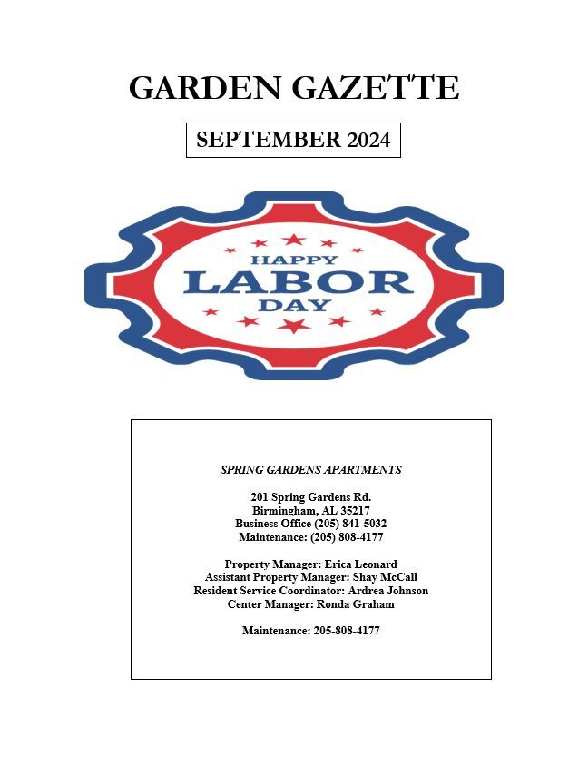 September 2024 Garden Gazette Newsletter, all information as listed below.